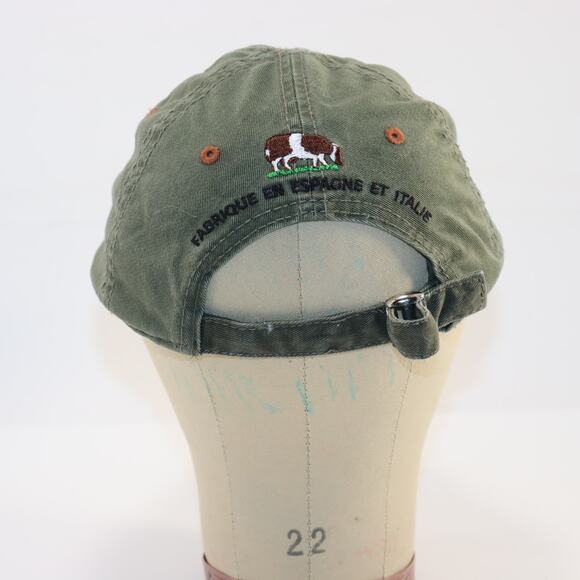 Donald J Pliner Distressed Olive & Tan Baseball Cap Adjustable Adult - Picture 2 of 5